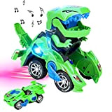 CestMall Transforming Dinos Car, Robot con luci e Suoni, Toy Dinosaur Car 2 in 1 Transformers Giocattolo Elettrico per Bambini ...
