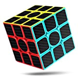 CFMOUR Cubo Mágico, 3x3x3 in Fibra di Carbonio Adesivo Liscio Magia 3D Puzzle Cube, Versione Migliorata, 5.7cm (Nero)
