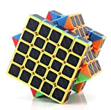 cfmour Magic Cube Speed Cube 5x5x5,Smooth Magic Carbon Fiber Sticker Rube Speed Cubes,Enhanced Version