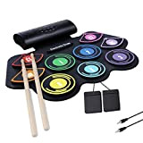 CHARON Set di Batteria Elettronica Bambini Batterie Elettroniche Strumenti Musicali Professional con 9 Pastiglie Silicone Roll-Up Drum Pad Drum Machine ...