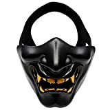 CHAW Maschera Spaventosa Maschera Demone a Metà Faccia Costume da Mostro di Halloween con Faccia Horror da Samurai Giapponese per ...