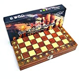 Chess Set International ChessMagnetic Backgammon Checkers Set Foldable Board Game 3-in-1 Road International Chess Folding C(Leisure Puzzle Family Entertainment)