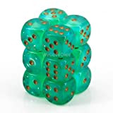 Chessex Borealis 16mm d6 Light Green w/gold Dice Block (12 Dice) by Chessex