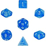 Chessex Dice: Polyhedral 7-Die Borealis Dice Set - Sky Blue w/white [Toy]