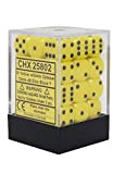 Chessex Opaque 12mm d6 Yellow w/Black Dice Block 36 Dice by Chessex