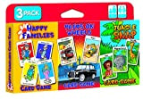 Children's Card Games - Set di 3 Giochi di Carte, Motivo: Jungle Snap, Pairs on Wheels & Happy Families