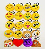 CHSYOO 20pcs Mini Emoji Portachiavi Diametro 5 cm Smiley Peluche Cuscino Stile Borsa Pendente, Regalo per Festa di Compleanno Bambini ...
