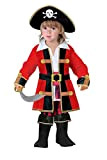 Ciao-Capitano dei Pirati costume bambino (Taglia 3-4 anni), Colore Rosso, Nero, 14798.3-4