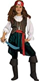 Ciao Piratessa dei Caraibi Costume Bambina (Taglia 4-5 Anni) con Spada, Marrone/Rosso/Nero, Ragazza