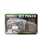 Cigioki Set Poker 200 Fiches con 2 Mazzi di Carte Tappeto da Gioco Box Game