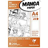 Clairefontaine 94045C - Pochette Manga multi-tecnica 40 fogli di carta da disegno Layout 21x29.7 cm 200 g bianca, griglia semplice