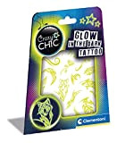Clementoni-18687-Crazy Chic-Glow In The Dark Tattoo-tatuaggi fluorescenti, kit tatuaggi temporanei bambini 6 anni, tattoo adesivi impermeabili, tattoo stickers, gioco creativo, ...