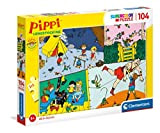 Clementoni Pippi calzelunghe Supercolor Longstocking-104 pezzi-Made in Italy, puzzle bambini 6 anni+, Multicolore, 27517