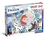 Clementoni- Puzzle Maxi Frozen Disney 24pzs 2 Supercolor 2-24 Pezzi-Made in Italy, Bambini 3 Anni, Cartoni Animati, Multicolore, Medium, 24224