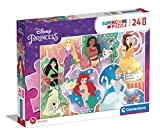 Clementoni- Puzzle Maxi Princesas Disney 24pzs Princess Supercolor Princess-24 Pezzi-Made in Italy, Bambini 3 Anni, Principesse, Cartoni Animati, Multicolore, Medium, ...
