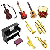 cobee Set di strumenti musicali in miniatura per casa delle bambole, 11 pz mini casa delle bambole modello musicale 1:12 ...