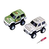 Codomoxo® 2 giocattoli per auto con molti colori per binari flessibili e luminosi (verde+grigio)