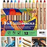 colozoo matite 3 in 1 | Set da 12 Colori con Pennello E Temperamatite Inclusi | Colori Atossici e Vegan ...