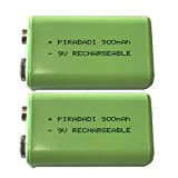 Confezione da 2 batterie 9 V ricaricabili 900 mAh 6LR61 6F22 NiMH ACCU batteria | grande capacità | elevata qualità ...