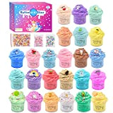 Confezione da 24 mini Fluffy slime kit, con decorazioni caramelle e frutta a forma di arcobaleno, super elastico e antiaderente, ...