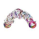 CONTRACONTACT 50 Adesivi con Unicorno, Ciambella, Diversi Motivi Misti Colorati per Compleanno dei Bambini, Bicicletta, Skateboard (unicorni giocosi 50 Adesivi)