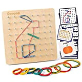 Coogam Geoboard di Legno con Carte di Pattern di attività e Bande di Gomma - 8x8 Pin Geometria Geoboard Montessori ...