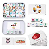 Coogam Lettere e numeri magnetici in legno Giocattoli, magneti per il frigorifero ABC Alfabeto Flash Cards Conteggio ortografico Apprendimento Maiuscolo ...