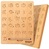 Coogam Lettere in legno Tracing Board Double-Sided, Alfabeto 123 Numeri Cognizione Montessori Apprendimento precoce STEM Giocattolo prescolare Regalo per bambini ...