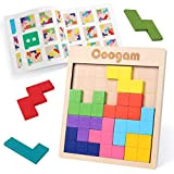 Coogam Tangram in legno Puzzle Pattern Blocks Rompicapo Gioco con 60 sfide, 3D Giocattolo da costruzione russo Puzzle a forma ...