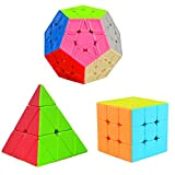 Cooja 3 Pezzi Cubo Magico, Speed Cube Set 3x3 + Pyraminx + Megaminx, Stickerless Resistente Smooth Velocit Magic Cube di ...
