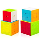 Cooja 4 Pezzi Cubo Magico, Speed Cube Set 2x2 + 3x3 + 4x4 + 5x5, Stickerless Resistente Smooth Velocit Magic ...