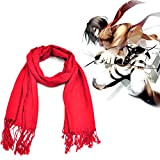 CoolChange Foulard Rosso per Costume di Mikasa Ackerman | Sciarpa Cosplay per i Fan di Attack on Titan