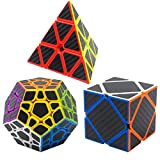 Coolzon Puzzle Cubes 3 Pezzi Megaminx + Pyraminx + Skewb Magico Cubo con Adesivo in Fibra di Carbonio Nuovo velocità