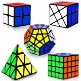 Coolzon Set di 5 Cubi Magici, Set di 5 Cubi Magici di Velocità 2x2 4x4 Fenghuolun Pyraminx Pyramid Megaminx Fenghuolun ...