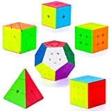 Coolzon Set di 6 Cubi Magici di Velocità, Set di 6 Cubi Magici di Velocità 2x2x2 3x3x3 4x4x4 Pyraminx Megaminx ...