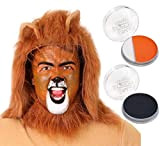 Copricapo per criniera con leone + colori arancione/bianco/nero, taglia unica, con cappuccio e cappuccio a leone, arancione