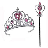 Corona tiara principessa Set, Princess Crown Tiara, per la Festa Compleanno Bambine per Bambini e la Finzione Halloween (Rosa Rossa)