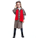 COSOER Costume Cosplay Grande Detective Sherlock Holmes,Abbigliamento Neutro per Bambini Halloween Performance,AsShown-L