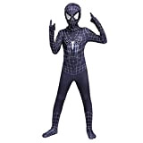 Costume Adulto Unisex Per Bambini Tuta Spiderman Nera Lycra Spandex Tuta Da Festa Di Halloween Costume Da Travestimento,Black-Kid (115~125cm)