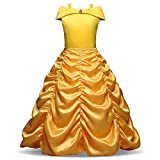 Costume Bambine Vestito Principessa Belle da Ragazze 3-10 Anni (5-6 Anni (116 cm))