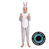Costume da coniglio per bambini, unisex, con occhi glitterati, taglie da 3 a 12 anni: 7 – 9 anni; tuta ...