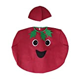 Costume da frutta e verdura per bambini, costume da pomodoro, vestiti e cappello, in tessuto, accessori (rosso)