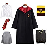 Costume da Hermione Granger, uniforme Grifondoro, per cosplay o per i fan di Harry Potter, set con bacchetta magica, cravatta, ...