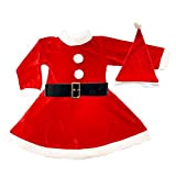 Costume da Mama Natale per bambina – Vestito, cappello e cintura per Natale o Cosplay – Set di 3 pezzi, ...