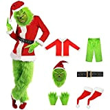 Costume da mostro di Natale Grinch Verde Deluxe Outfit adatto per adulti bambini ragazzi Babbo Natale Outfit