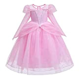 Costume da principessa Aurora Cenerentola con perle fantasiose per feste di Halloween per bambini rosa 5-6 Anni