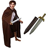 Costume da uomo mitico con mantello marrone e spada, perfetto per la scuola e la giornata del libro mondiale, taglia ...