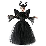 Costume di Halloween per bambini e bambine, Maleficent Diavolo, costume da strega, da principessa, a maglia, in tulle, con ali ...