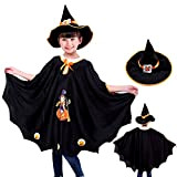 Costume Halloween Bambino, Halloween Pipistrello Mantello nero, Mantello ​da Strega di Halloween, Costume da Mantello di Zucca con cappello, Cosplay ...