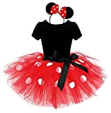 Costume Topolina - Abito - Costumino - Minnie - Body - tutu - tulle - Cerchietto - Carnevale - Halloween ...